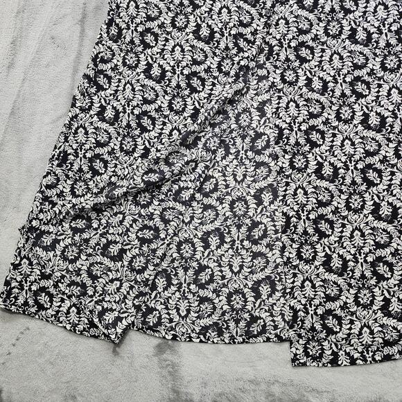 Foreign Exchange Skirt Women S Black White Floral Pull On Button Front Slit Maxi - Picture 3 of 9